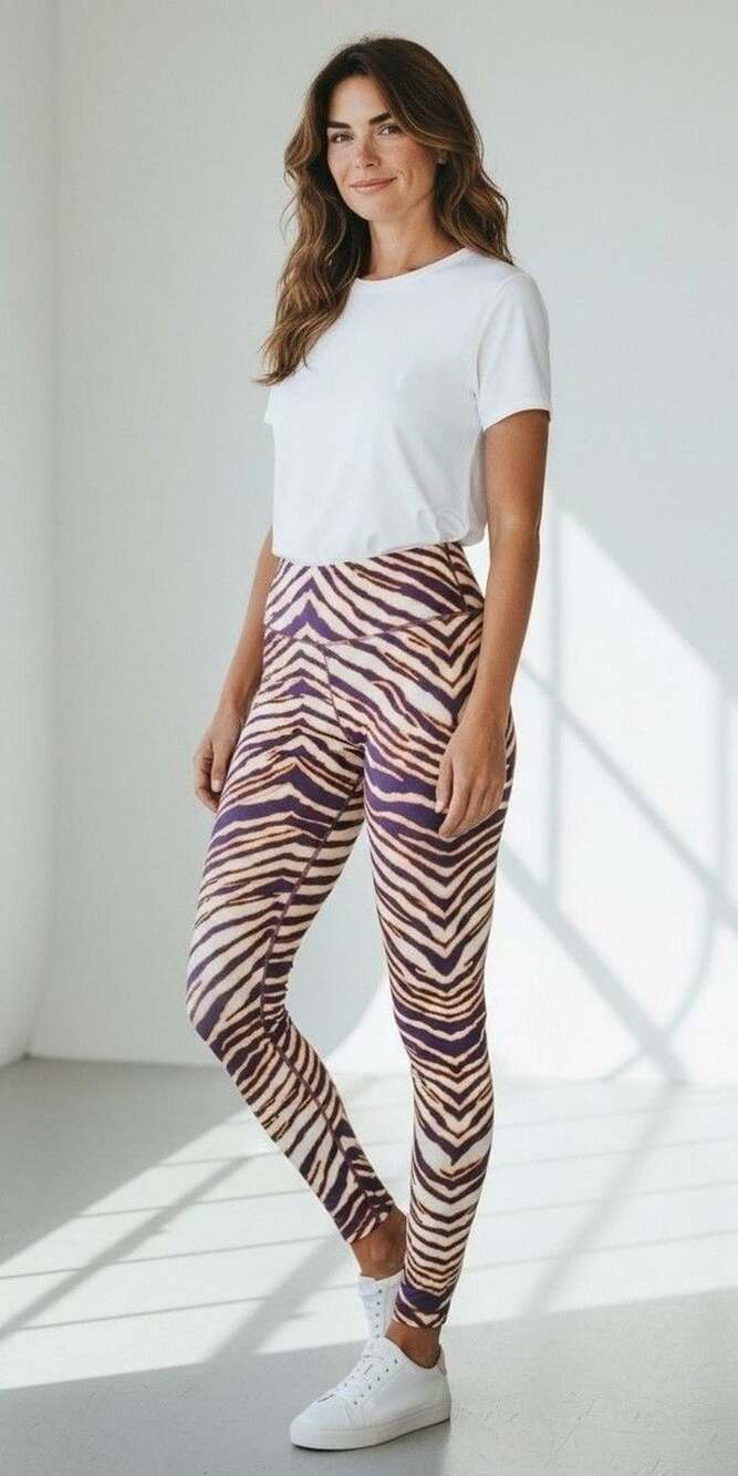 Zubaz Leggings Size L Purple Gold Print Pants
Go Tigers 🐅